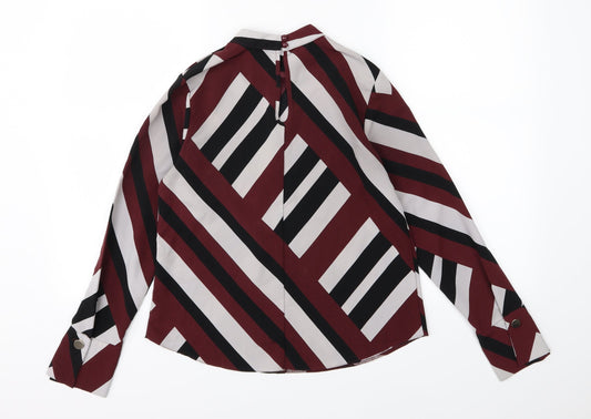 Primark Womens Red Striped Chiffon Basic Blouse Size 6