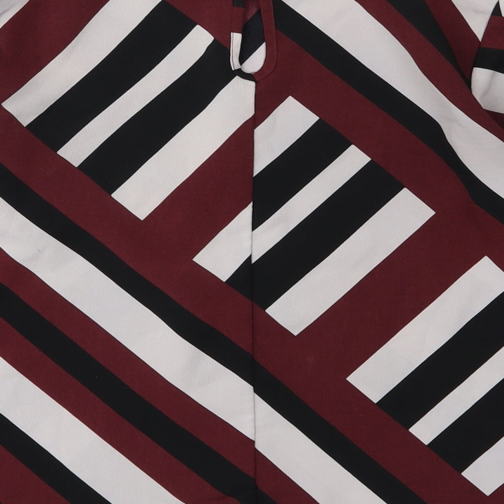 Primark Womens Red Striped Chiffon Basic Blouse Size 6