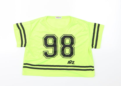 A2Z 4 kids Girls Yellow Striped Jersey Basic T-Shirt Size 11-12 Years  - Cropped
