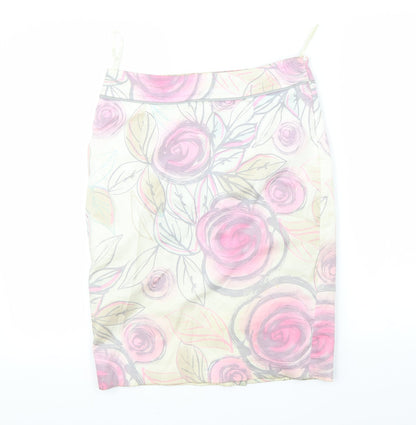 Coast Womens Ivory Floral  A-Line Skirt Size 8