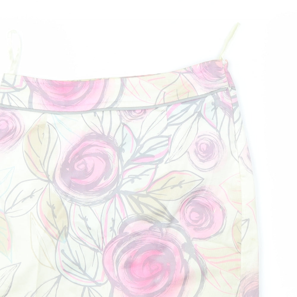 Coast Womens Ivory Floral  A-Line Skirt Size 8