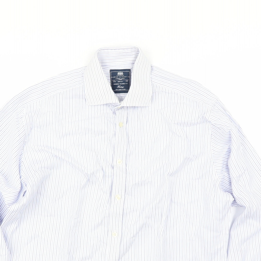 Mens UK Size 34 Hawes & Curtis Blue  Button-Up Long Sleeve Casual Shirt
