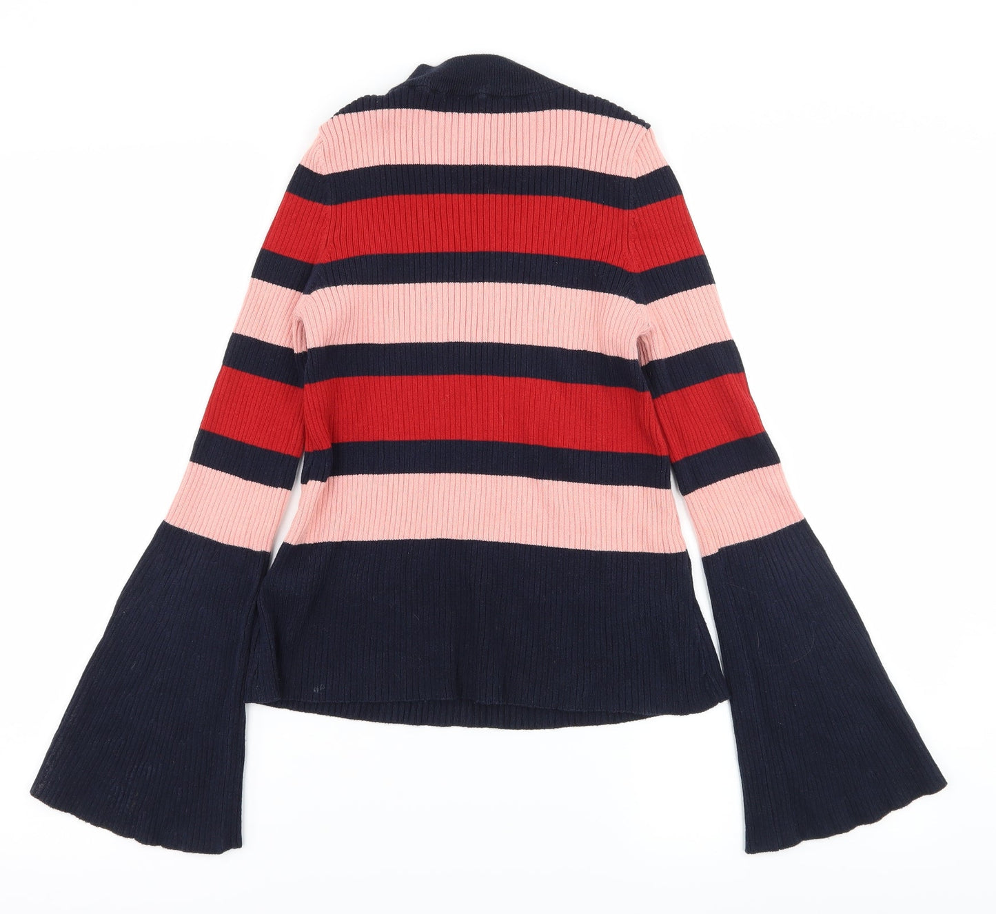 Marks and Spencer Womens Blue Striped Knit Pullover Jumper Size 8  - Flared Sleeves