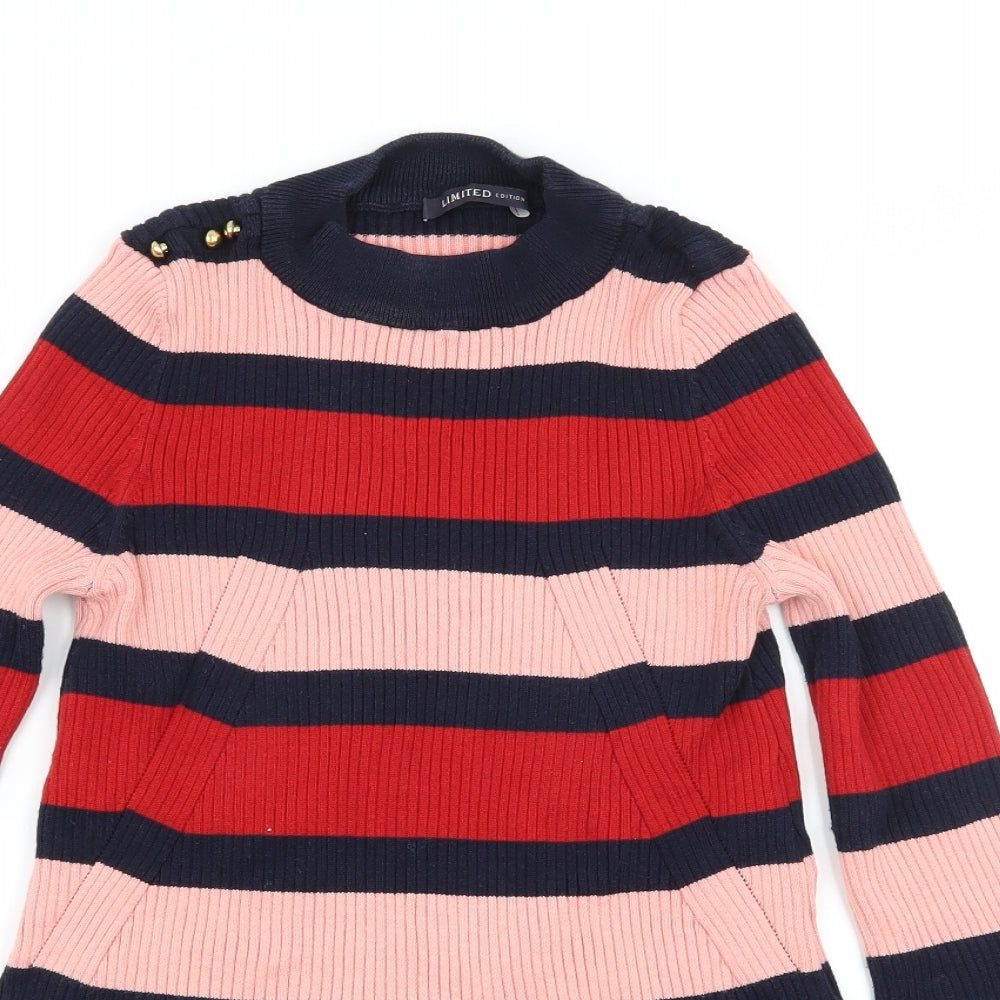 Marks and Spencer Womens Blue Striped Knit Pullover Jumper Size 8  - Flared Sleeves