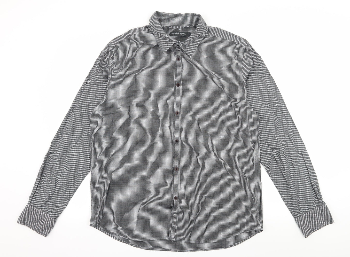 Sandstone Mens Grey Check   Button-Up Size L