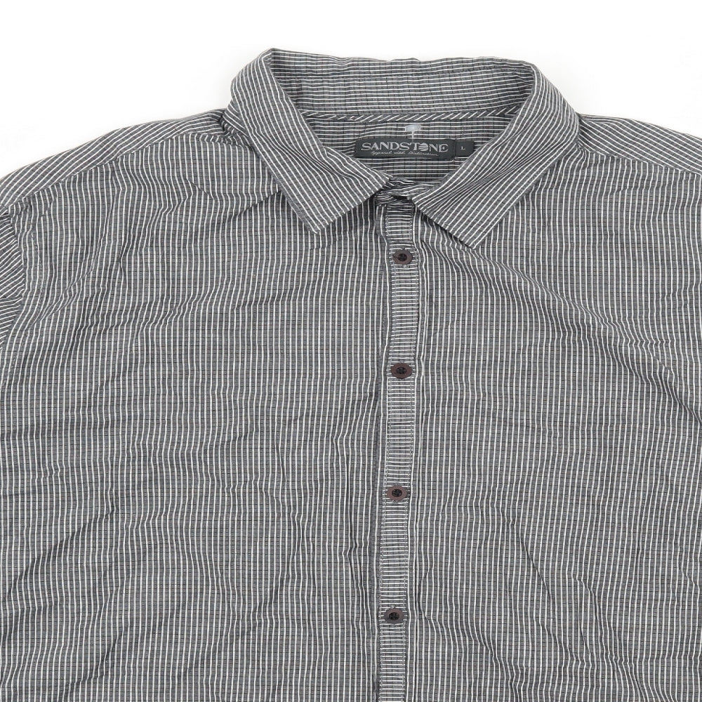 Sandstone Mens Grey Check   Button-Up Size L