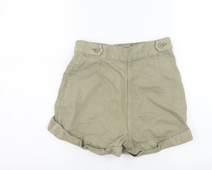 Weekday Womens Green  Denim Hot Pants Shorts Size 6