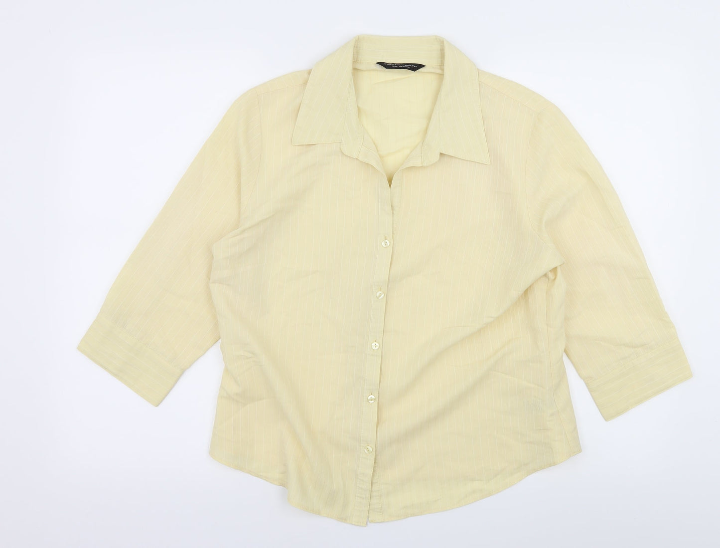 Womens UK Size 16 Dorothy Perkins Yellow Basic Button-Up