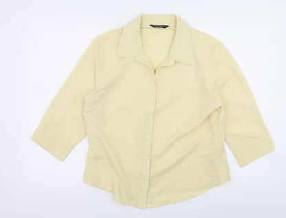 Womens UK Size 16 Dorothy Perkins Yellow Basic Button-Up