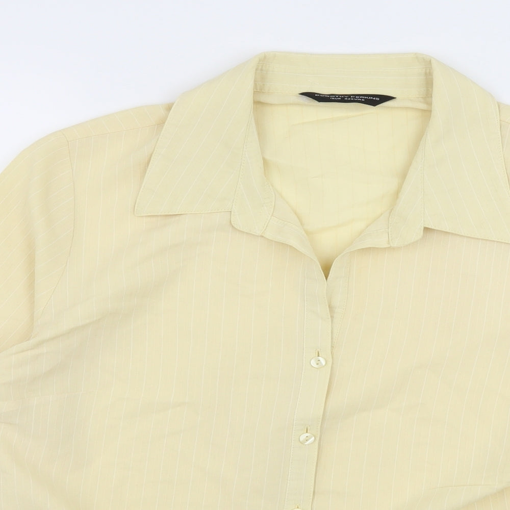 Womens UK Size 16 Dorothy Perkins Yellow Basic Button-Up