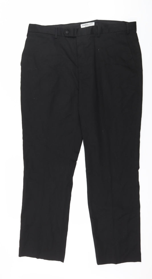 Mens UK Size 38 in Cedar Wood State Regular Fit  Black Trousers
