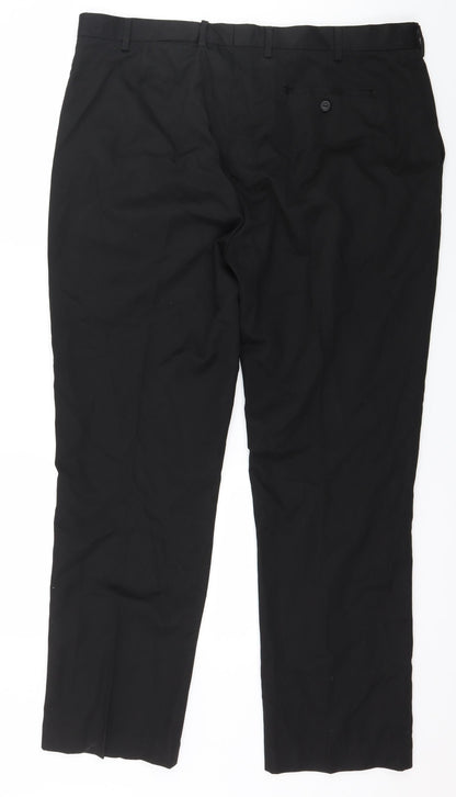 Mens UK Size 38 in Cedar Wood State Regular Fit  Black Trousers