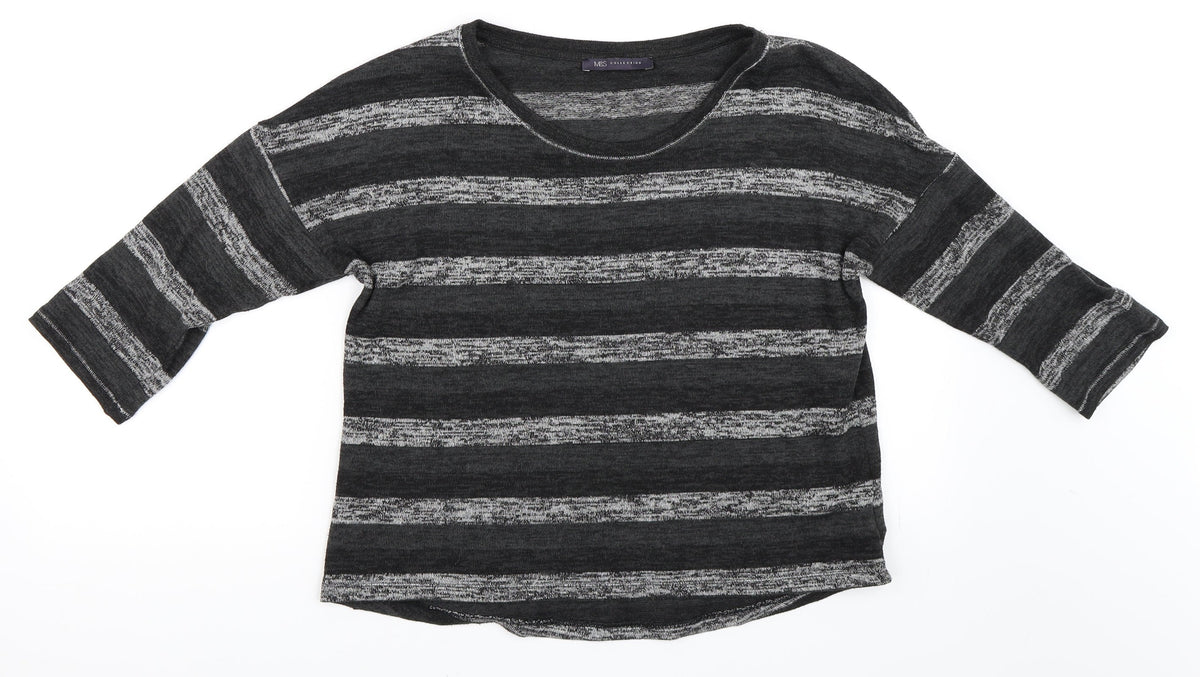 Marks & Spencer Womens Grey Striped  Pullover Jumper Size 10