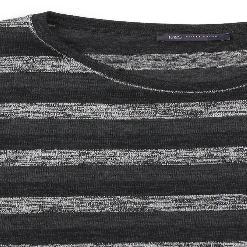 Marks & Spencer Womens Grey Striped  Pullover Jumper Size 10