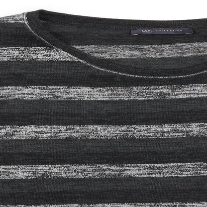 Marks & Spencer Womens Grey Striped  Pullover Jumper Size 10