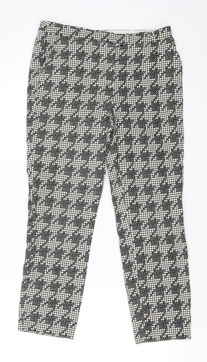 Topshop Womens Ivory Houndstooth  Cropped Trousers Size 10 L23 in