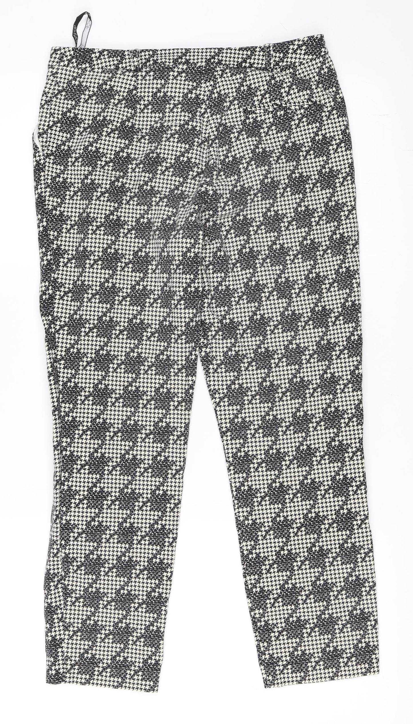 Topshop Womens Ivory Houndstooth  Cropped Trousers Size 10 L23 in