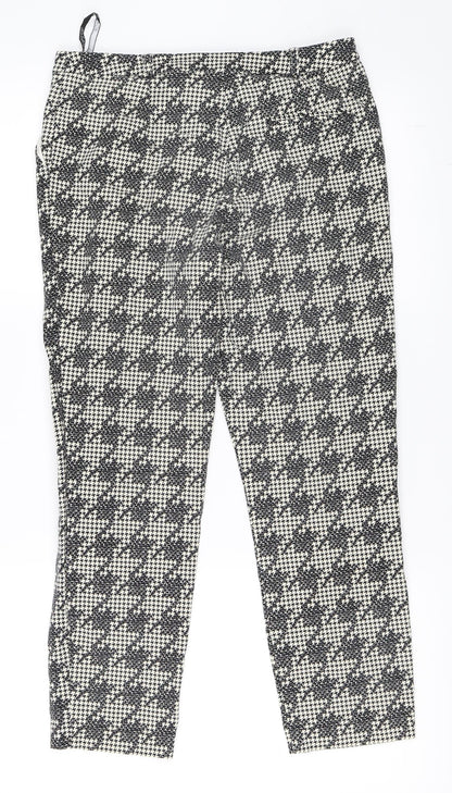 Topshop Womens Ivory Houndstooth  Cropped Trousers Size 10 L23 in