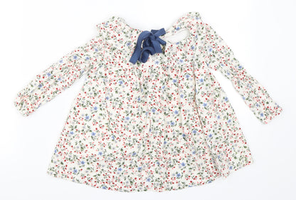 Arim Closet Girls Ivory Floral  Skater Dress  Size S