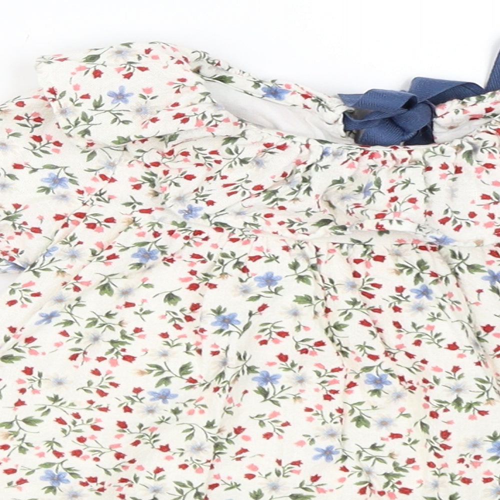 Arim Closet Girls Ivory Floral  Skater Dress  Size S