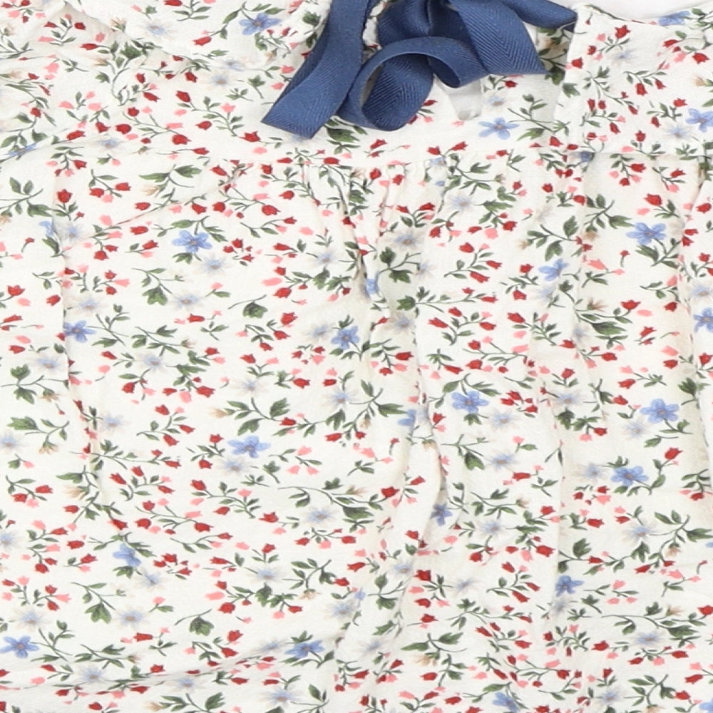 Arim Closet Girls Ivory Floral  Skater Dress  Size S