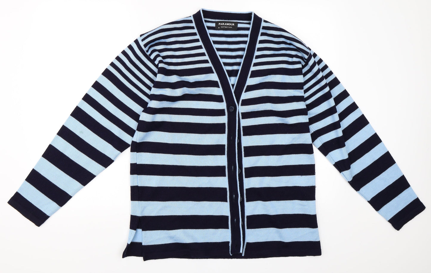 Paramour Womens Blue Striped  Cardigan Jumper Size S