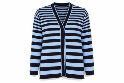 Paramour Womens Blue Striped  Cardigan Jumper Size S