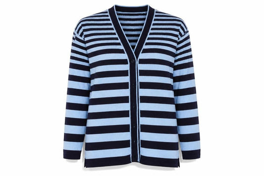 Paramour Womens Blue Striped  Cardigan Jumper Size S