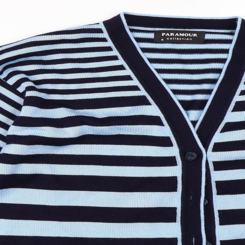 Paramour Womens Blue Striped  Cardigan Jumper Size S