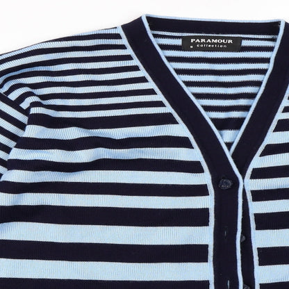 Paramour Womens Blue Striped  Cardigan Jumper Size S