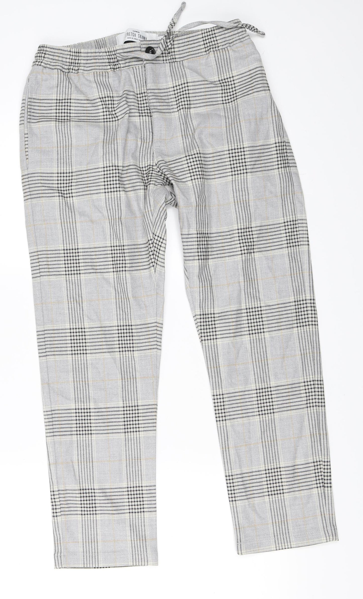 Topman Mens Grey Check  Cropped Trousers Size 30 in L30 in