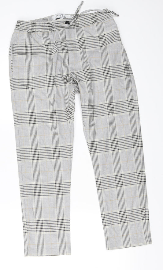 Topman Mens Grey Check  Cropped Trousers Size 30 in L30 in