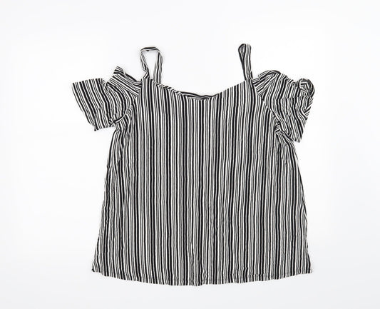 F&F Womens Black Striped  Basic Blouse Size 16