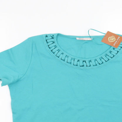Anna Rose Womens Green   Basic T-Shirt Size L