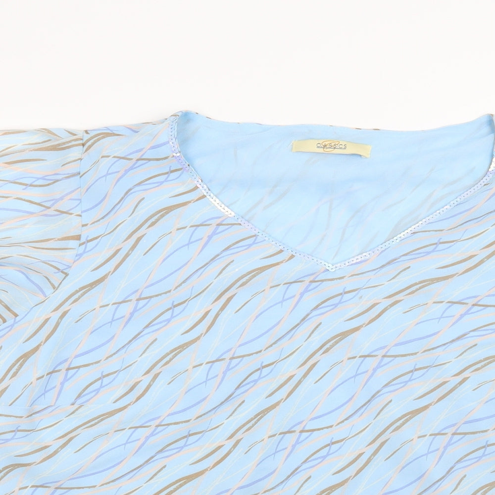 Classics Womens Blue Geometric  Basic Blouse Size 20
