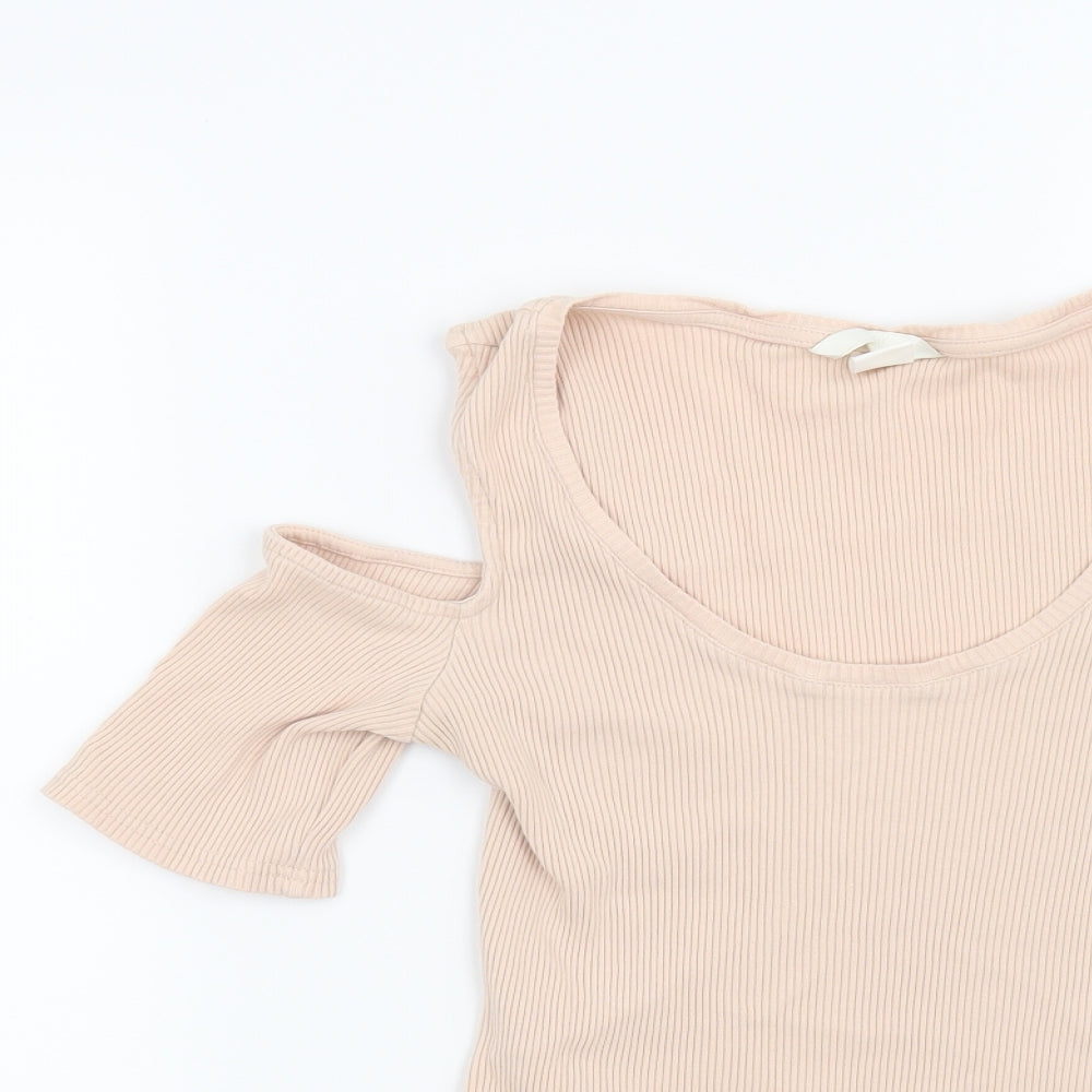 Womens UK Size M H&M Beige Basic T-Shirt