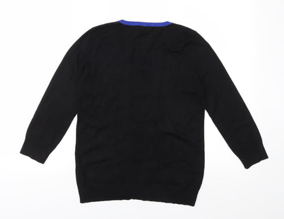 M&Co Womens Black Striped Knit Pullover Jumper Size 10