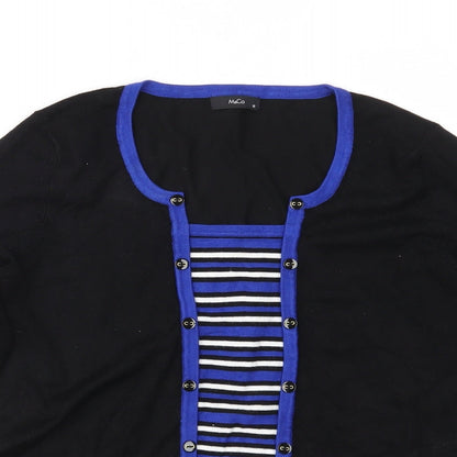 M&Co Womens Black Striped Knit Pullover Jumper Size 10