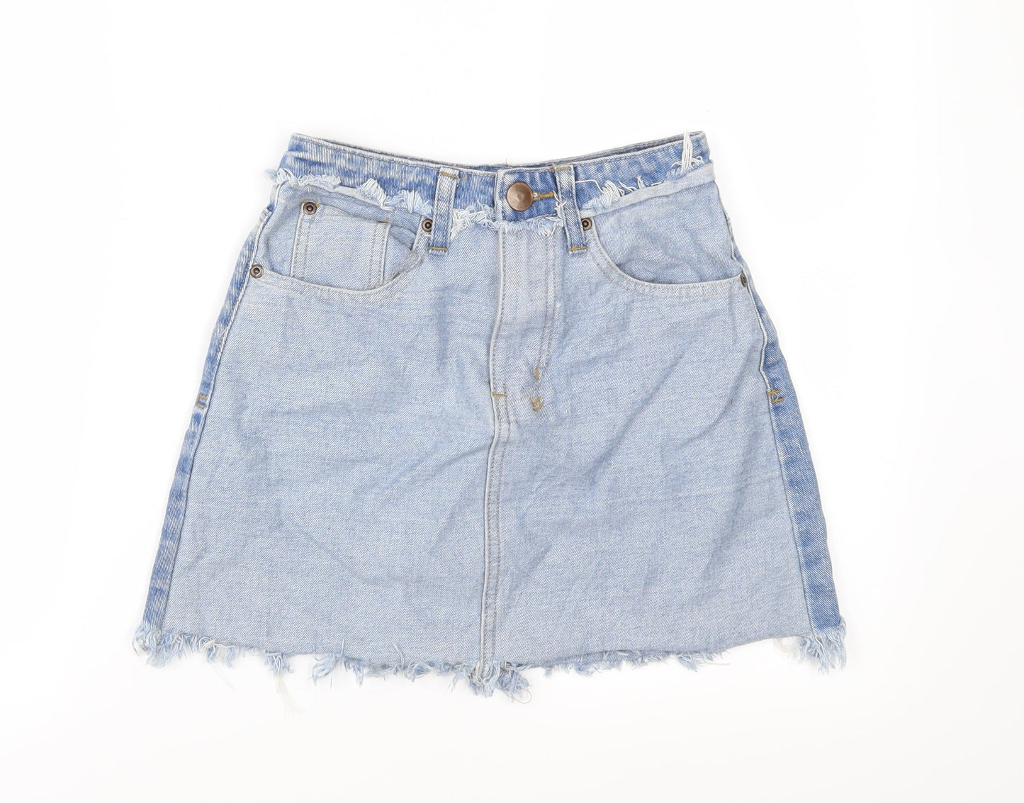 Boohoo Womens Blue  Denim A-Line Skirt Size 6