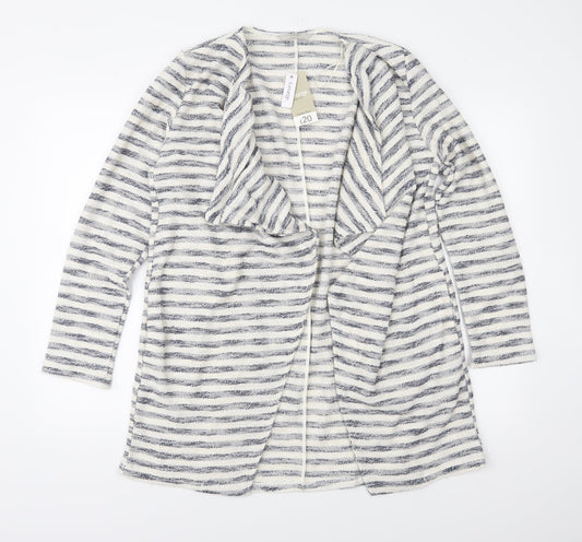 George Womens Blue Striped Knit Jacket  Size 14