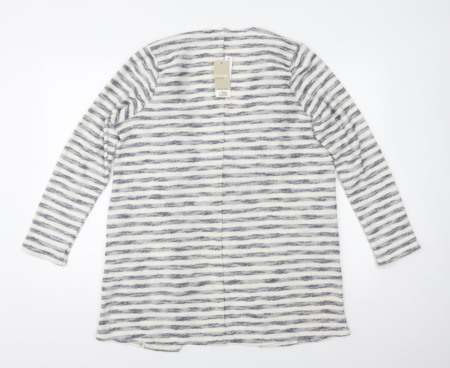 George Womens Blue Striped Knit Jacket  Size 14