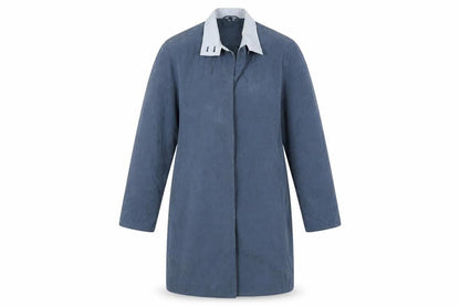 Preworn Womens Blue Houndstooth  Overcoat Coat Size 14