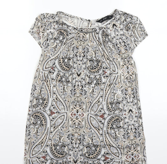 F&F Womens Ivory Paisley  Basic T-Shirt Size 6