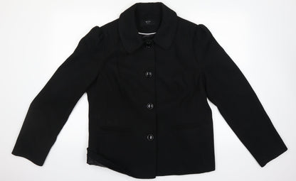 Womens UK Size 12 Preworn Black Overcoat
