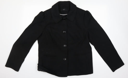 Womens UK Size 12 Preworn Black Overcoat