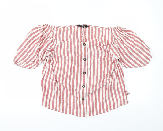 Peacocks Womens Red Striped  Basic Blouse Size 12