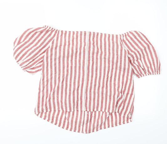 Peacocks Womens Red Striped  Basic Blouse Size 12
