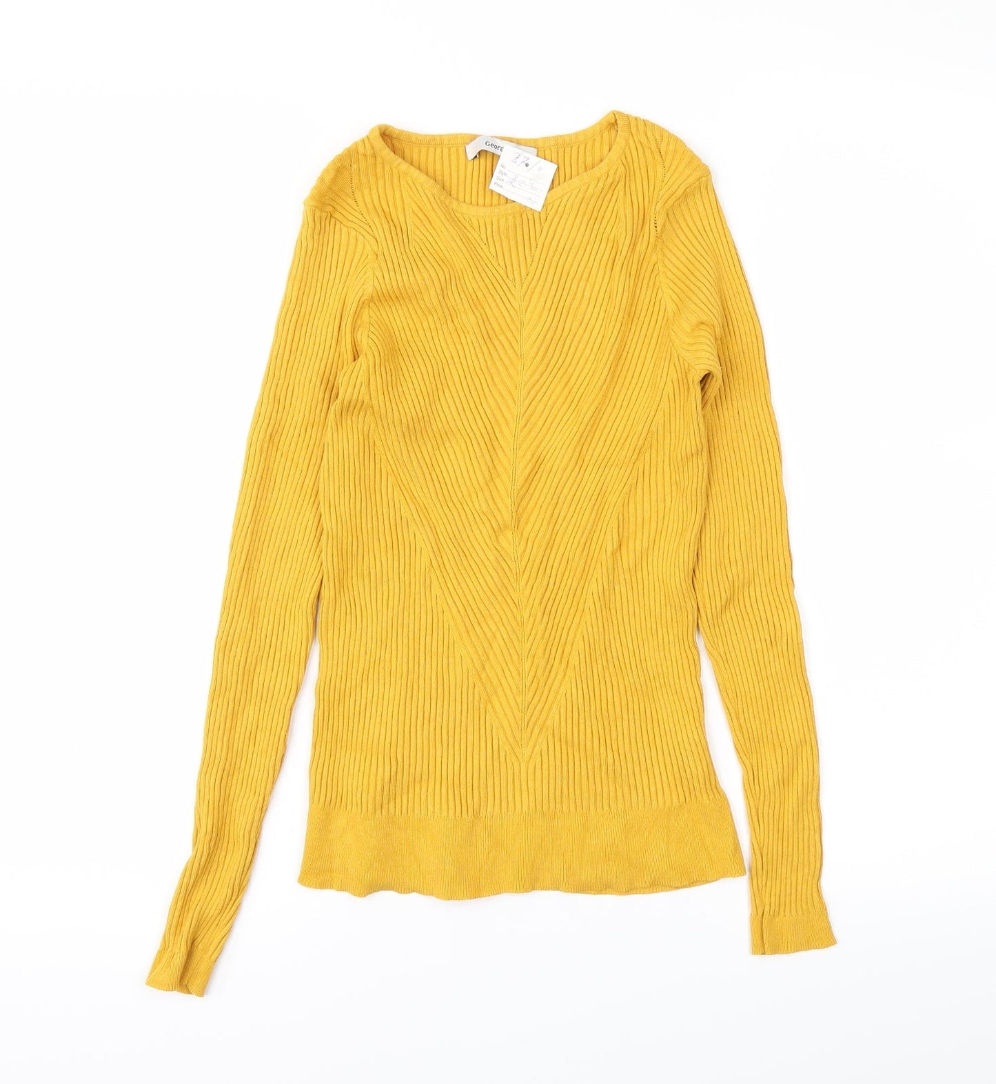Womens UK Size 10 George Yellow Basic T-Shirt