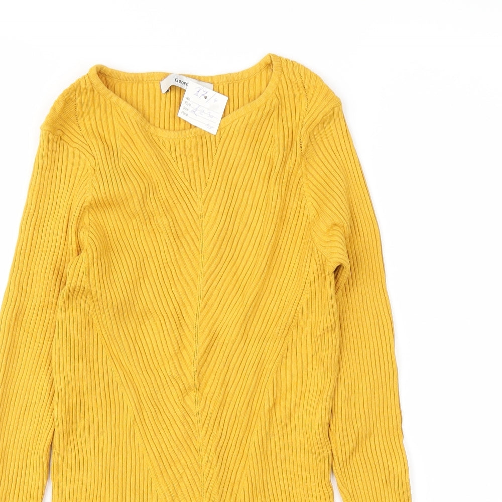 Womens UK Size 10 George Yellow Basic T-Shirt