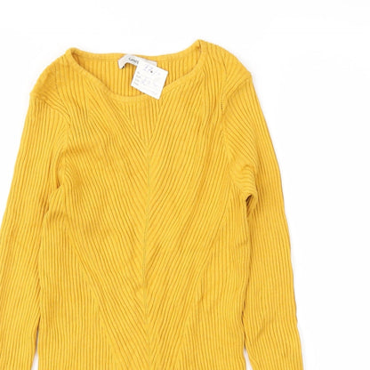 Womens UK Size 10 George Yellow Basic T-Shirt